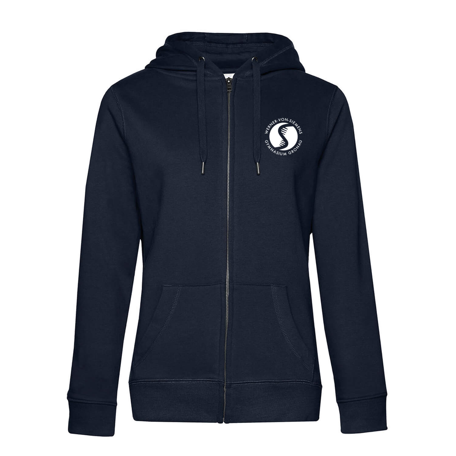 Damen Zip Hoodie Sweat Basic Logo Weiß