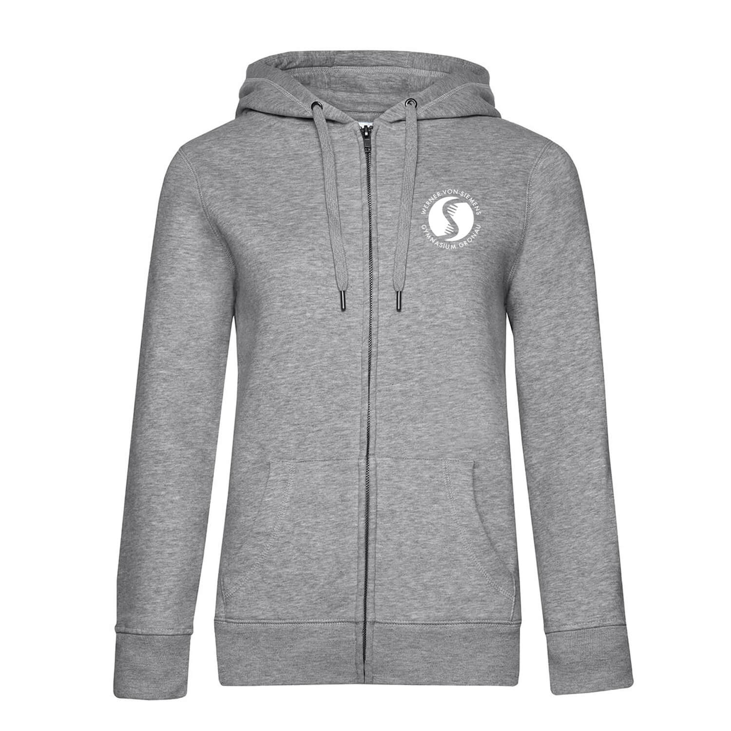 Damen Zip Hoodie Sweat Basic Logo Weiß